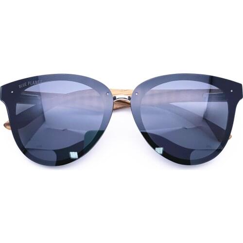 Belight Optical Rimless Bamboo Women Men Polarized Protection Round Shape Vintage Retro Sunglasses with Case Oculos Blue Planet