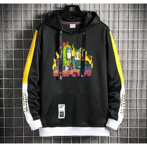 Pop Team Epic Anime Hoodie teenagers Popular Harajuku Hoodeds Pullover Streetwear Casual Fake Two-Piece jacket men coat