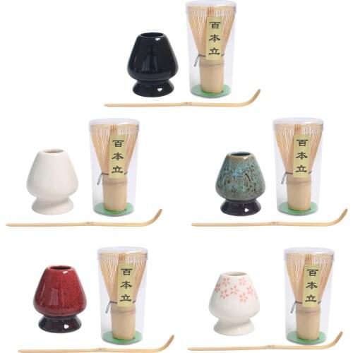 Traditional Matcha Tea Whisk Set Ceramic Whisk Holder Bamboo Tea Scoop