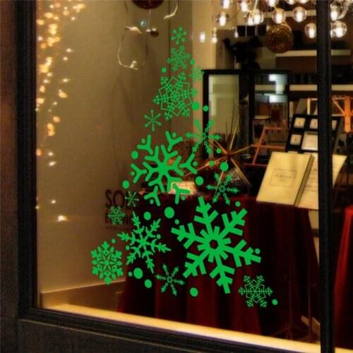 Creative Snowflakes "Tree" Wall Stickers For Store Office Home Decor Diy Window Decal Xmas Festival Season Vinyl Mural Art