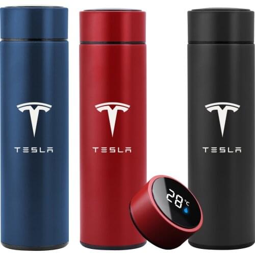 For Tesla Model3 2017 2019 2021 500ml Intelligent Thermos Coffee Cup Temperature Display Stainless Steel Vacuum Water Bottle Mug