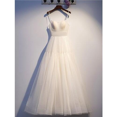 Scoop Neck A-Line Evening Dress Formal Robe De Soiree Creamy-White Evening Dresses Long Dress 2021 New Design Vestido De Festa