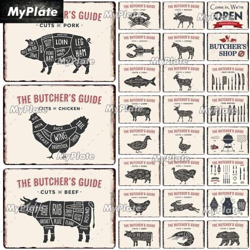 Butchers Guide Vintage Metal Sign Tin Sign Vintage Decor Farm Plaque Home Wall Decor Bar Sign Home Decor Poultry Poster
