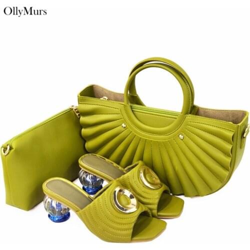 High Quality Fashion High Heels Shoes And HandBag Set Italian Style Applique Party Shoes And Matching Bag Set For Ladies Dress