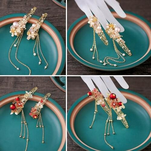 XinHuaEase Bridal Ring Chinese Ancient Court Finger Set Hanfu Accessories Wedding Photo Jewelry Flower Alloy-inlaid Artificial