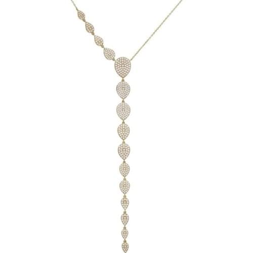 Hibride Trendy Long Cubic Zirconia Pendant Necklace for Women Bridal Water Drop Shape Fashion Wedding Jewelry Bijoux N-1174