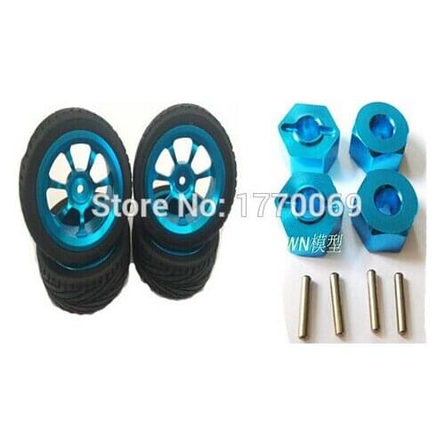1:10 General aluminium alloy Wheel with tires +12mm Combiner for Wltoys A949 A959 A969 A979 1/18 RC Car Spare Parts