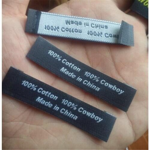 1000 pcs/lot Custom top quality Damask black cloth woven label trouser 6 cm * 1 cm