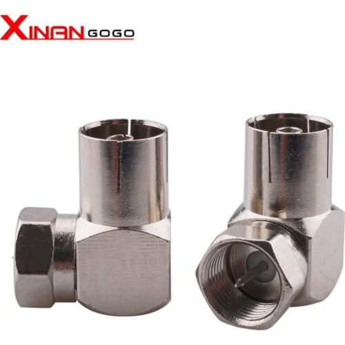 2PCS 90 Drgree Right Angle TV Aerial Connectors RF Coaxial F Male Plug to TV Jack Coaxial Connector Adapter