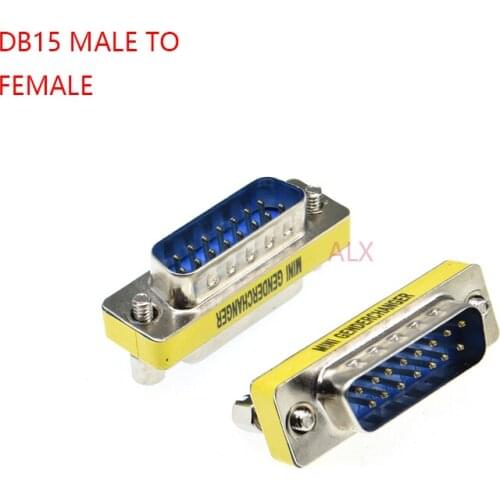 2PCS DB15 15pin 2 ROW MALE to FEmale serial port CONNECTOR D-Sub COM CONNECTORS 15 pin 15p Mini Gender Changer Adapter