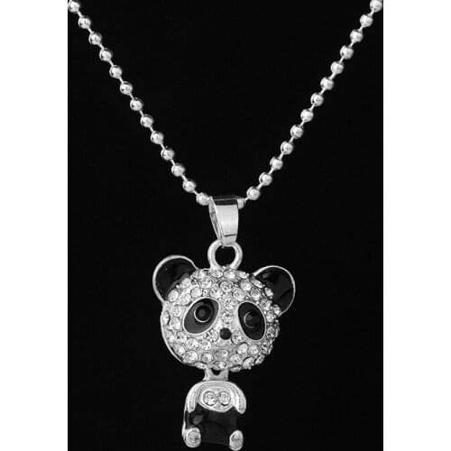 2020 Wholesale Korean Version of Small Jewelry Wholesale Flashing Cute Giant Panda Pendant New Long Necklace Sweater Chain