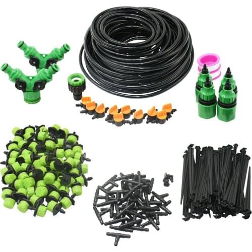5-60M 1/4'' Automatic Micro Drip Irrigation System Garden 8 Hole Spray Self Watering Kits With Adjustable Green Dripper