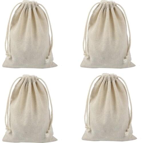 50Pcs Handmade Muslin Cotton and Linen Drawstring Packaging Gift Bags for Coffee Bean Candy Jewelry Pouch Storage Wedding Christ