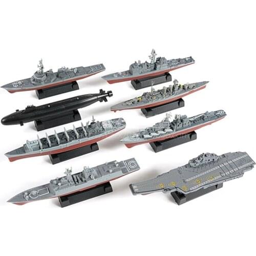 8Pcs Military Warship Assembly Building Model Kit Puzzle Toys For Children Boys Cruiser Destroyer Nuclear Submarine Brinquedos