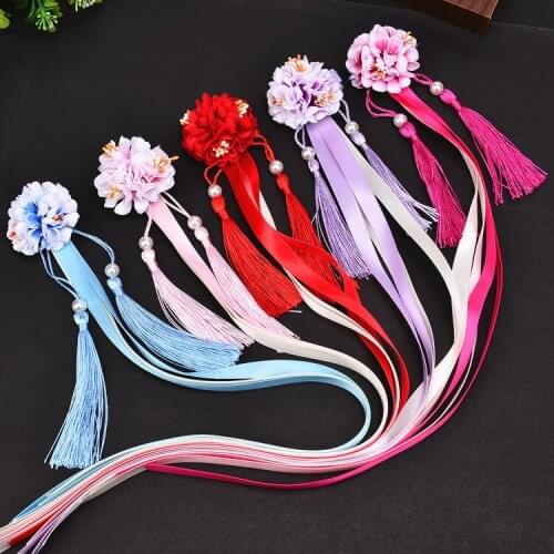 Japanese Anime Lolita Hair Accessories Girl Women Flower Lace Ribbon Tassel Hairpin Cosplay Costume Props