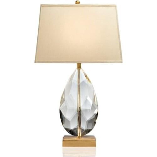 American Crystal Hotel Living Room Bedroom Study Bedside Lamp Model Room Glass Light Luxury Post-Modern Simple Table Lamp