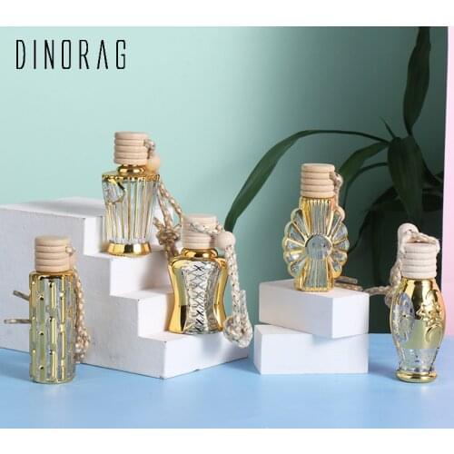 10PC Car Air Freshener Perfume Bottle Electroplating Glass Essential Oil Diffuser Fragrance Hang Empty Bottle Interior Accessory