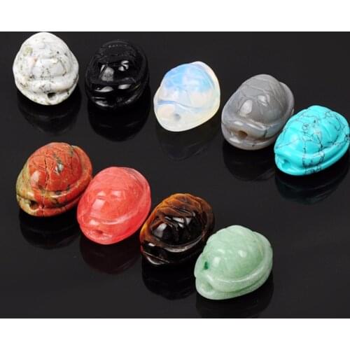 10pcs Augury Sea Turtle Tortoise Natural Stone Tiger Eyes Shell Pendants Hand Carved Divine Carapace Pendulum Charms Beads Free