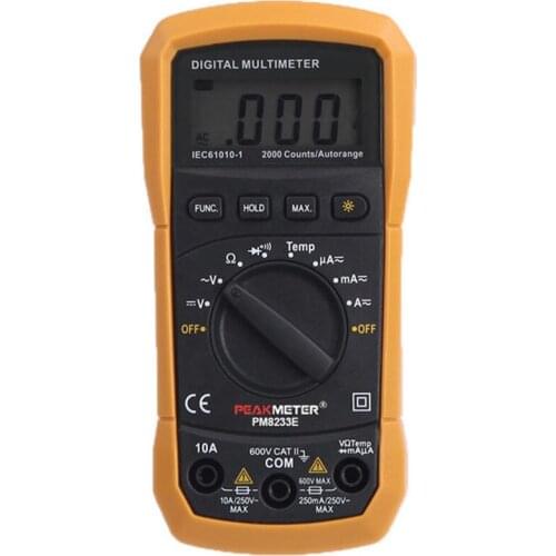 ASCENDAS MS8233E LCD Digital Auto Range Multimeter AC DC Ammeter Voltage Temperature Diode Continuity Tester PEAKMETER CS-067