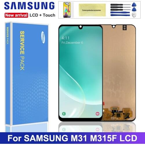 Original 6.4'' Display For Samsung Galaxy M31 M315 SM-M315F SM-M315F/DS LCD Display Touch Screen Digitizer Assembly Super AMOLED