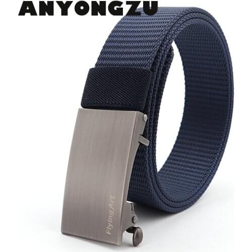 Men Belt Automatic Buckle Nylon 105CM 110CM 120CM And Women Jeans Toothless Youth Leisure Canvas Red Navy Green Black Beige