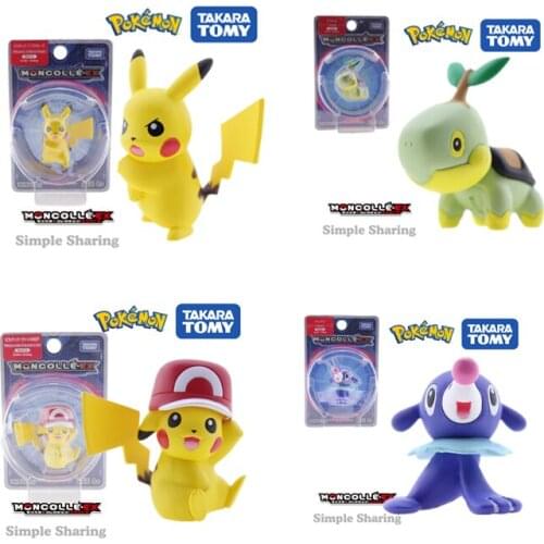 Anime Figure Takara Tomy Pokemon Monster Froakie Litten Oshawott Raichu Vaporeon Pikachu Model Action Figures Toys for Children