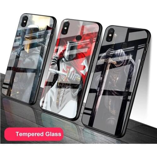 Knight Templar Tempered Glass Phone Case For Redmi Note 5 6 7 8 9 Pro Note8T Note9S Redmi8 9 Cover Shell