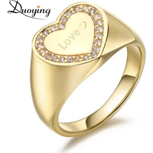 DUOYING CZ Custom Ring Personalized Rings Men Antique Heart Custom Engraved Name Jewelry