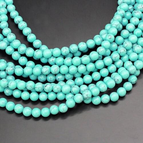 4/6/8/10/12MM Round Turquoises Beads Natural Stone Beads and Beads for Jewelry Making DIY Bracelet Necklace Jewelery Strand 15"