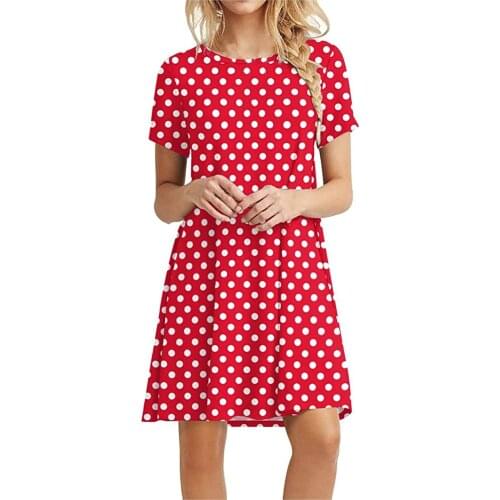 Summer Chiffon Dress 2020 Boho Style Beach Dress Fashion Short Sleeve Round neck Polka Dot Party Mini Dress Sundress Vestidos