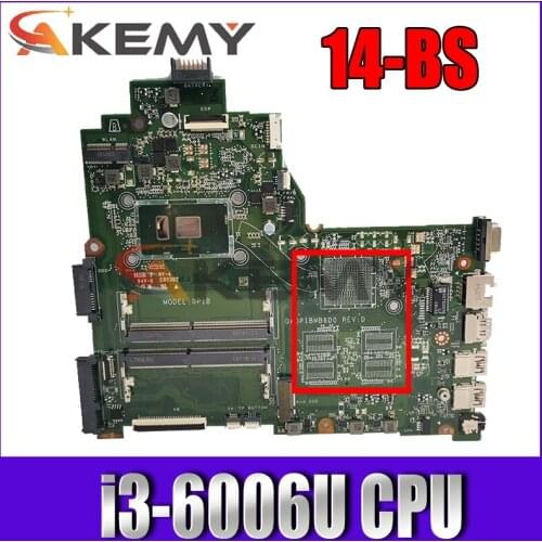 For HP 14-BS 240 G6 Series Laptop Motherboard DA0P1BMB6D0 With SR2UW i3-6006u CPU 925423-001 925423-501 100% Tested Fast Ship