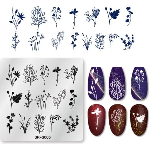 Mtssii 1PC Square Nail Stamping Plates Flower Patterns Nail Art Image Plate Stamp Templates Stainless Steel Tools