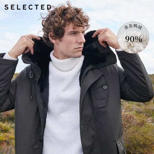 SELECTED Mens Mid-length Winter Coat Suede Lining Hooded Down Jacket Outwear S|419412516