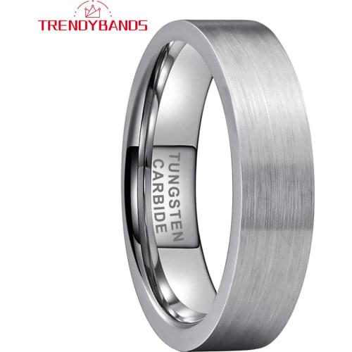 6MM Tungsten Carbide Engagement Rings For Women Men Wedding Band Pipe Cut Comfort Fit