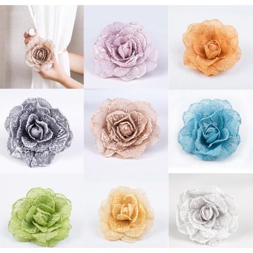 Novelty Rose Flower Curtain Tiebacks Voile Buckle Clips Holdbacks for Curtain Panel Mosquito Net Outdoor Camping Supplies
