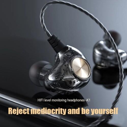 K1/TM-01 3.5mm Original Earphone Transparent In-Ear Headphone Subwoofer Stereo Bass Earbuds Noise Cancelling Headset with Mic