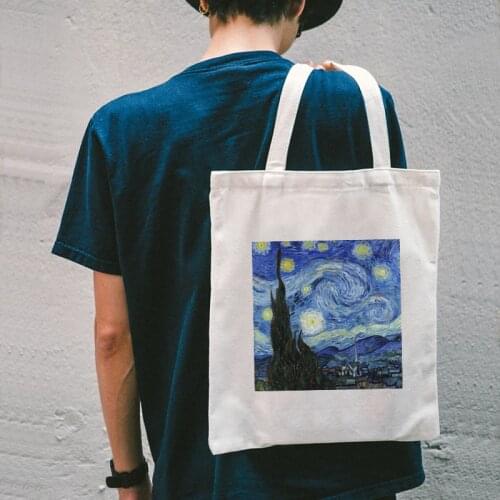 Van Gogh Shopping Bag Cotton Shopper Handbag New Bag Canvas 2021 Mama Tote Bag Canvas Reusable Shopping Classic