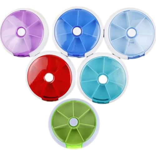 Portable Round Shape Small Medicine Pill Box Portable 7 Days Weekly Travel Medicine Holder Tablet Storage Case Container