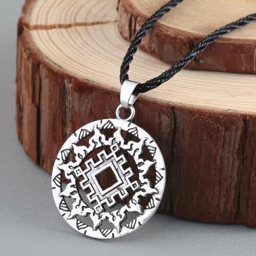 QIAMNI Valkyrie Slavic Lada Star Amulet Necklace Pendant Rope Chain Viking Handmade Pagan Talisman Jewelry for Men Male Gift