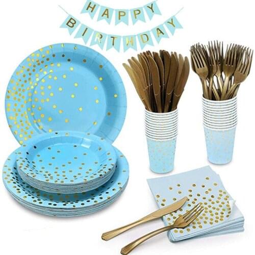 Blue Series Dessert Plates Party Decorations Baby Shower Party Supplies Paper Cups Plates Banners Tablecloth Tissue Baby Shower