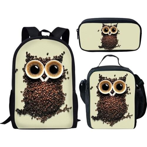 Student Anime Owl Print Backpack for Kids Book Bags Children Schoolbags Back to School Boy Girl Mochila Women Mini Taddle Bag