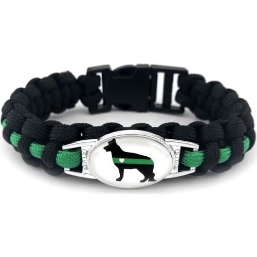 Thin Green Line Dogs Bracelets Flag Back the Blue Wife Mom Sister Aunt Grandma Dad Son Daughter Paracord Charm Bracelets