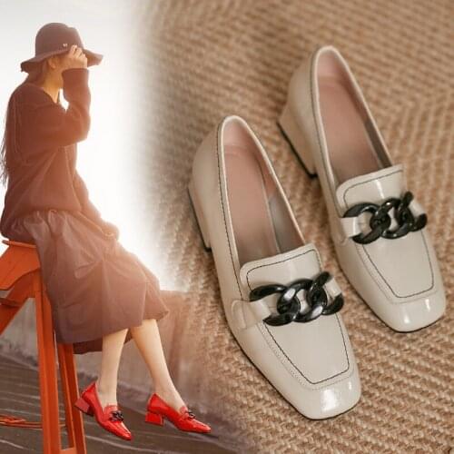 Women pumps natural leather shoes plus size 22-26cm cowhide upper + pigskin lining +Sheepskin Classic all-match office women