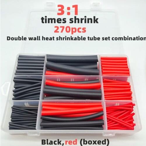 270pcs thickened 3 times heat shrinkable tube 3:1 heat shrinkable electronic DIY kit insulated wire data line protection tubes