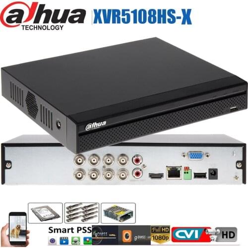 Dahua mutil language H.265 XVR video recorder 8ch DH-XVR5108HS-X XVR5108HS-X Support 6MP HDCVI/ AHD/TVI/CVBS/IP Camera