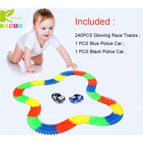 240pcs Track +2 Cars Glow in the dark 7.5CM Girls Boys Plastic Racing Track Toys For Children Gifts