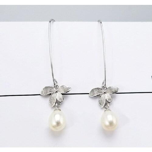 Long Earrings Personality Fashion Trend Freshwater Pearl Earrings Female Wild All-in-One 925 Sterling Silver Jewelry