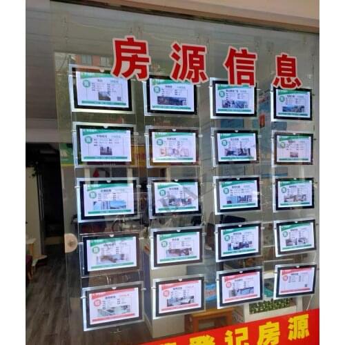 20PCS X A4 Single Side Magnetic Open Acrylic Frame LED Window Light Display With " U" Pocket For Real Estate Agent Window