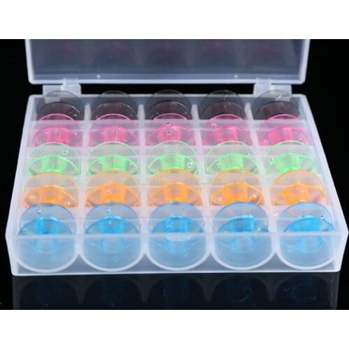 25pcs Colorful Plastic Empty thread Spools Bobbins Sewing Machines Storage Case Box For Brother Janome Singer Sewing Machines