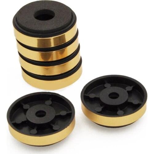 New 4pcs Amplifier Isolation Feet Pads Gold Black Plastic Audio Isolation Feet Pad Stand For AMP Speaker 30x8mm